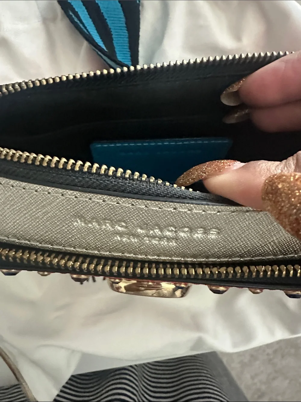 Marc Jacobs Orange Glitter Snapshot Crossbody with Multicolor Gem Accents - Picture 3 of 5